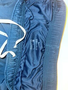 Nike Navy Blue Athletic Dri-FIT Shorts with White Drawstring